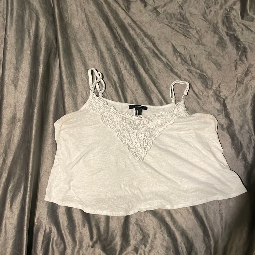 White lace tank/crop top